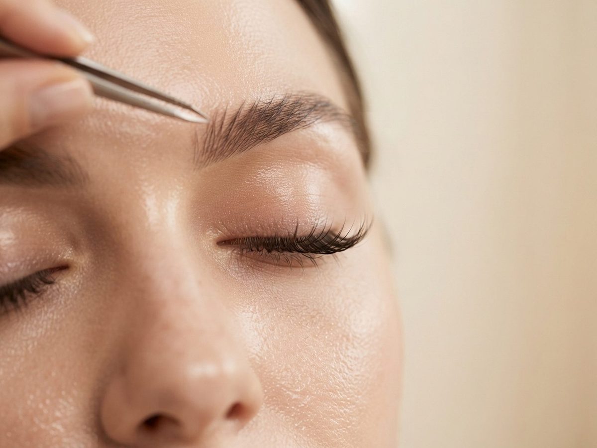 Augenbraue und Wimpern in Nahaufnahme